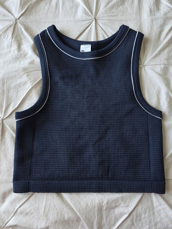 all in motion Tops - All in Motion Navy Blue Waffle Knit Cropped Tank Top